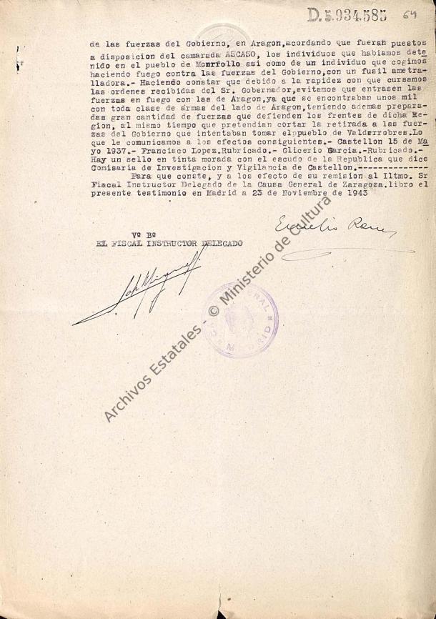 A.H.N. Sección Fondos Contemporáneos Causa GeneralSubdirección General de los Archivos EstatalesMinisterio de Cultura.España